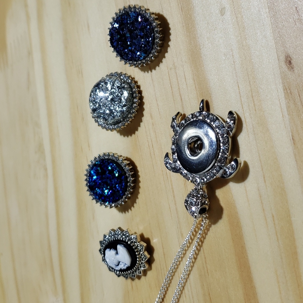 Turtle Necklace With Interchangeable Snap Ons. - image 1